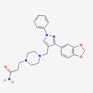 molecular formula C24H27N5O3 B3802398 3-(4-{[3-(1,3-benzodioxol-5-yl)-1-phenyl-1H-pyrazol-4-yl]methyl}-1-piperazinyl)propanamide 