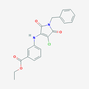 molecular formula C20H17ClN2O4 B380242 ethyl 3-[(1-benzyl-4-chloro-2,5-dioxo-2,5-dihydro-1H-pyrrol-3-yl)amino]benzoate 