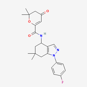 N-[1-(4-fluorophenyl)-6,6-dimethyl-4,5,6,7-tetrahydro-1H-indazol-4-yl]-2,2-dimethyl-4-oxo-3,4-dihydro-2H-pyran-6-carboxamide