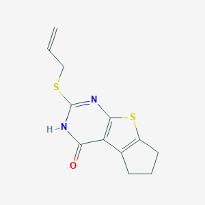 molecular formula C12H12N2OS2 B380246 2-(allylsulfanyl)-3,5,6,7-tetrahydro-4H-cyclopenta[4,5]thieno[2,3-d]pyrimidin-4-one CAS No. 315239-10-2