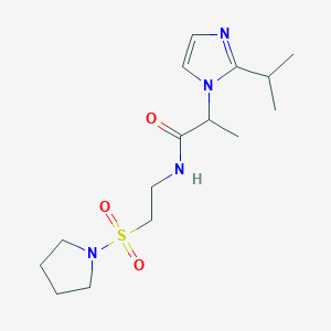 molecular formula C15H26N4O3S B3802471 2-(2-isopropyl-1H-imidazol-1-yl)-N-[2-(pyrrolidin-1-ylsulfonyl)ethyl]propanamide 