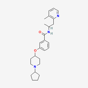 molecular formula C26H35N3O2 B3802476 3-[(1-cyclopentyl-4-piperidinyl)oxy]-N-[1-methyl-2-(3-methyl-2-pyridinyl)ethyl]benzamide 