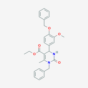 molecular formula C29H30N2O5 B380255 Ethyl 6-methyl-4-{3-(methyloxy)-4-[(phenylmethyl)oxy]phenyl}-2-oxo-1-(phenylmethyl)-1,2,3,4-tetrahydropyrimidine-5-carboxylate 