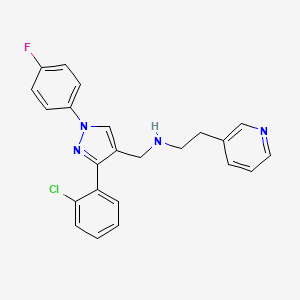 molecular formula C23H20ClFN4 B3802551 N-{[3-(2-chlorophenyl)-1-(4-fluorophenyl)-1H-pyrazol-4-yl]methyl}-2-(3-pyridinyl)ethanamine 