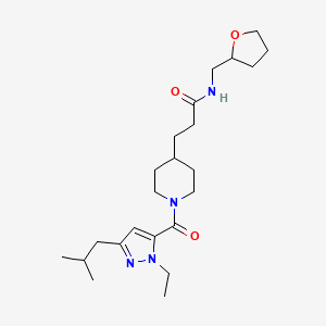 molecular formula C23H38N4O3 B3802638 3-{1-[(1-ethyl-3-isobutyl-1H-pyrazol-5-yl)carbonyl]-4-piperidinyl}-N-(tetrahydro-2-furanylmethyl)propanamide 