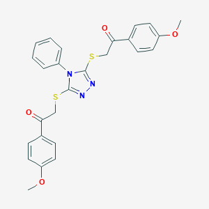 molecular formula C26H23N3O4S2 B380265 1-(4-methoxyphenyl)-2-[(5-{[2-(4-methoxyphenyl)-2-oxoethyl]sulfanyl}-4-phenyl-4H-1,2,4-triazol-3-yl)sulfanyl]ethanone 