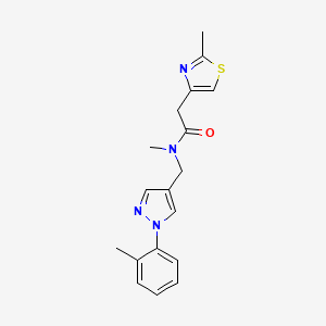 molecular formula C18H20N4OS B3802663 N-methyl-N-{[1-(2-methylphenyl)-1H-pyrazol-4-yl]methyl}-2-(2-methyl-1,3-thiazol-4-yl)acetamide 