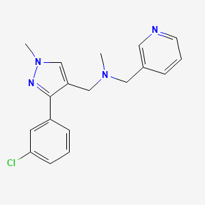 molecular formula C18H19ClN4 B3802671 1-[3-(3-chlorophenyl)-1-methyl-1H-pyrazol-4-yl]-N-methyl-N-(3-pyridinylmethyl)methanamine 