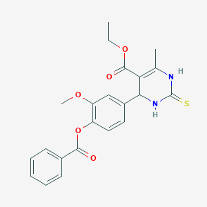 molecular formula C22H22N2O5S B380273 Ethyl 4-[4-(benzoyloxy)-3-methoxyphenyl]-6-methyl-2-thioxo-1,2,3,4-tetrahydropyrimidine-5-carboxylate 