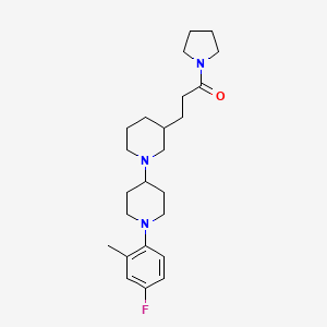 molecular formula C24H36FN3O B3802739 1'-(4-fluoro-2-methylphenyl)-3-[3-oxo-3-(1-pyrrolidinyl)propyl]-1,4'-bipiperidine 