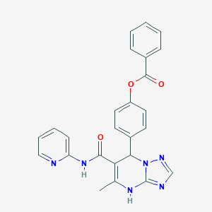 molecular formula C25H20N6O3 B380275 4-(5-Methyl-6-(pyridin-2-ylcarbamoyl)-4,7-dihydro-[1,2,4]triazolo[1,5-a]pyrimidin-7-yl)phenyl benzoate CAS No. 361481-24-5