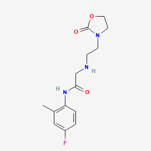 molecular formula C14H18FN3O3 B3802843 N-(4-fluoro-2-methylphenyl)-2-{[2-(2-oxo-1,3-oxazolidin-3-yl)ethyl]amino}acetamide 