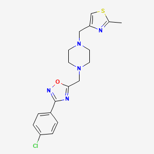 molecular formula C18H20ClN5OS B3802862 1-{[3-(4-chlorophenyl)-1,2,4-oxadiazol-5-yl]methyl}-4-[(2-methyl-1,3-thiazol-4-yl)methyl]piperazine 