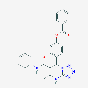 molecular formula C25H20N6O3 B380287 4-(5-Methyl-6-(phenylcarbamoyl)-4,7-dihydrotetrazolo[1,5-a]pyrimidin-7-yl)phenyl benzoate CAS No. 385400-16-8