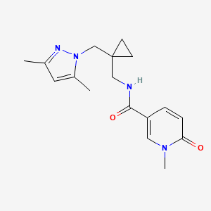 molecular formula C17H22N4O2 B3802875 N-({1-[(3,5-dimethyl-1H-pyrazol-1-yl)methyl]cyclopropyl}methyl)-1-methyl-6-oxo-1,6-dihydropyridine-3-carboxamide 