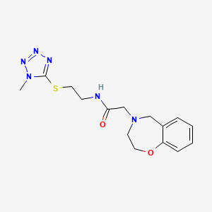 molecular formula C15H20N6O2S B3802885 2-(2,3-dihydro-1,4-benzoxazepin-4(5H)-yl)-N-{2-[(1-methyl-1H-tetrazol-5-yl)thio]ethyl}acetamide 