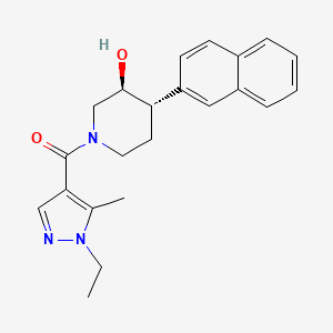 molecular formula C22H25N3O2 B3802916 (3S*,4S*)-1-[(1-ethyl-5-methyl-1H-pyrazol-4-yl)carbonyl]-4-(2-naphthyl)piperidin-3-ol 