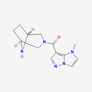 molecular formula C13H17N5O B3802933 7-[rel-(1R,5S)-3,8-diazabicyclo[3.2.1]oct-3-ylcarbonyl]-1-methyl-1H-imidazo[1,2-b]pyrazole hydrochloride 