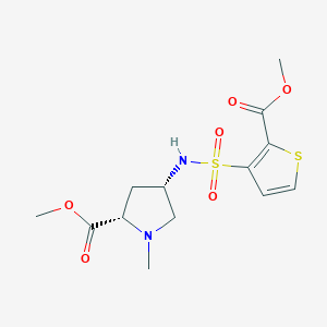 molecular formula C13H18N2O6S2 B3802955 methyl (2S,4S)-4-({[2-(methoxycarbonyl)-3-thienyl]sulfonyl}amino)-1-methylpyrrolidine-2-carboxylate 