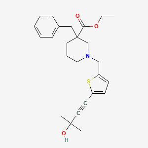 molecular formula C25H31NO3S B3802963 ethyl 3-benzyl-1-{[5-(3-hydroxy-3-methyl-1-butyn-1-yl)-2-thienyl]methyl}-3-piperidinecarboxylate 