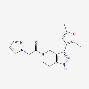 molecular formula C17H19N5O2 B3802979 3-(2,5-dimethyl-3-furyl)-5-(1H-pyrazol-1-ylacetyl)-4,5,6,7-tetrahydro-1H-pyrazolo[4,3-c]pyridine 