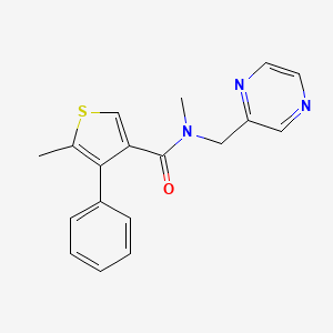 N,5-dimethyl-4-phenyl-N-(2-pyrazinylmethyl)-3-thiophenecarboxamide