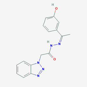 molecular formula C16H15N5O2 B380306 2-(1H-1,2,3-benzotriazol-1-yl)-N'-[1-(3-hydroxyphenyl)ethylidene]acetohydrazide 