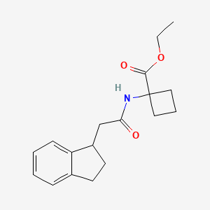 molecular formula C18H23NO3 B3803060 ethyl 1-[(2,3-dihydro-1H-inden-1-ylacetyl)amino]cyclobutanecarboxylate 