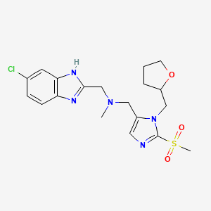 molecular formula C19H24ClN5O3S B3803073 1-(5-chloro-1H-benzimidazol-2-yl)-N-methyl-N-{[2-(methylsulfonyl)-1-(tetrahydro-2-furanylmethyl)-1H-imidazol-5-yl]methyl}methanamine 