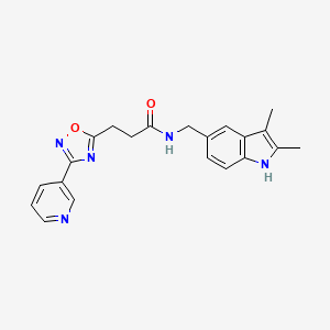 molecular formula C21H21N5O2 B3803108 N-[(2,3-dimethyl-1H-indol-5-yl)methyl]-3-(3-pyridin-3-yl-1,2,4-oxadiazol-5-yl)propanamide 