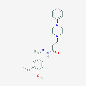 molecular formula C22H28N4O3 B380312 N'-(3,4-dimethoxybenzylidene)-3-(4-phenyl-1-piperazinyl)propanohydrazide 