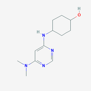 molecular formula C12H20N4O B3803129 trans-4-{[6-(dimethylamino)-4-pyrimidinyl]amino}cyclohexanol 