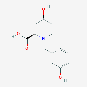 molecular formula C13H17NO4 B3803143 (2R*,4S*)-4-hydroxy-1-(3-hydroxybenzyl)piperidine-2-carboxylic acid 