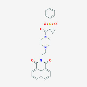 molecular formula C28H27N3O5S B380321 2-[2-(4-{[1-(phenylsulfonyl)cyclopropyl]carbonyl}-1-piperazinyl)ethyl]-1H-benzo[de]isoquinoline-1,3(2H)-dione 