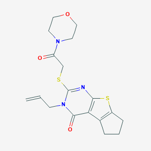 molecular formula C18H21N3O3S2 B380322 3-allyl-2-((2-morpholino-2-oxoethyl)thio)-6,7-dihydro-3H-cyclopenta[4,5]thieno[2,3-d]pyrimidin-4(5H)-one CAS No. 325693-29-6