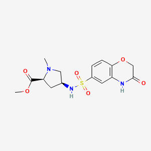 molecular formula C15H19N3O6S B3803280 methyl (2S,4S)-1-methyl-4-{[(3-oxo-3,4-dihydro-2H-1,4-benzoxazin-6-yl)sulfonyl]amino}pyrrolidine-2-carboxylate 