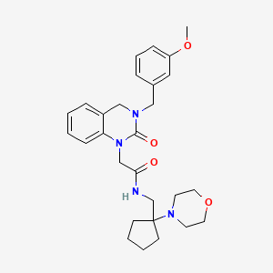 molecular formula C28H36N4O4 B3803287 2-[3-(3-methoxybenzyl)-2-oxo-3,4-dihydro-1(2H)-quinazolinyl]-N-{[1-(4-morpholinyl)cyclopentyl]methyl}acetamide 