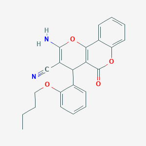 molecular formula C23H20N2O4 B380339 2-amino-4-(2-butoxyphenyl)-5-oxo-4H,5H-pyrano[3,2-c]chromene-3-carbonitrile CAS No. 299164-37-7