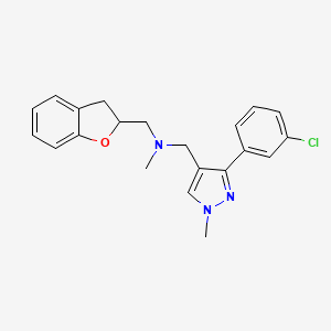 molecular formula C21H22ClN3O B3803459 1-[3-(3-chlorophenyl)-1-methyl-1H-pyrazol-4-yl]-N-(2,3-dihydro-1-benzofuran-2-ylmethyl)-N-methylmethanamine 