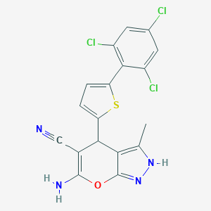 6-Amino-3-methyl-4-[5-(2,4,6-trichlorophenyl)thiophen-2-yl]-1,4-dihydropyrano[2,3-c]pyrazole-5-carbonitrile