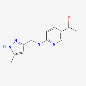 molecular formula C13H16N4O B3803482 1-(6-{methyl[(5-methyl-1H-pyrazol-3-yl)methyl]amino}-3-pyridinyl)ethanone 