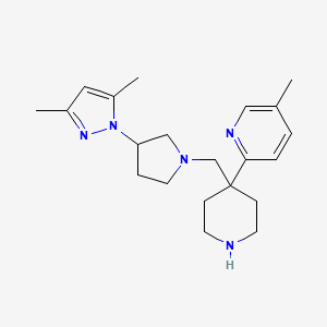 molecular formula C21H31N5 B3803490 2-(4-{[3-(3,5-dimethyl-1H-pyrazol-1-yl)-1-pyrrolidinyl]methyl}-4-piperidinyl)-5-methylpyridine dihydrochloride 