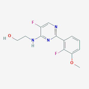 molecular formula C13H13F2N3O2 B3803498 2-{[5-fluoro-2-(2-fluoro-3-methoxyphenyl)pyrimidin-4-yl]amino}ethanol 