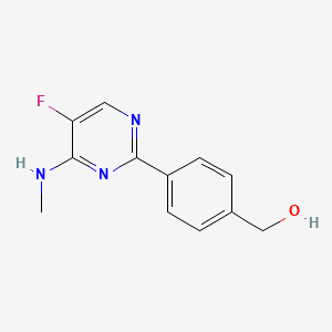molecular formula C12H12FN3O B3803514 {4-[5-fluoro-4-(methylamino)-2-pyrimidinyl]phenyl}methanol 