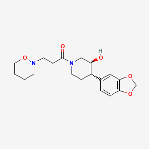 molecular formula C19H26N2O5 B3803563 (3S*,4S*)-4-(1,3-benzodioxol-5-yl)-1-[3-(1,2-oxazinan-2-yl)propanoyl]piperidin-3-ol 