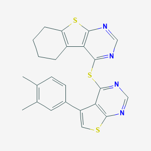 molecular formula C24H20N4S3 B380357 4-[5-(3,4-Dimethylphenyl)thieno[2,3-d]pyrimidin-4-yl]sulfanyl-5,6,7,8-tetrahydro-[1]benzothiolo[2,3-d]pyrimidine CAS No. 342779-96-8