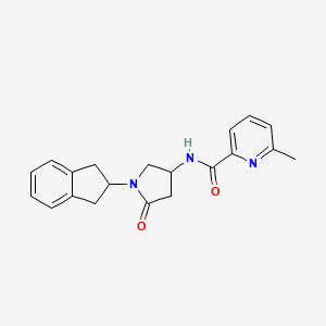 molecular formula C20H21N3O2 B3803629 N-[1-(2,3-dihydro-1H-inden-2-yl)-5-oxo-3-pyrrolidinyl]-6-methyl-2-pyridinecarboxamide 