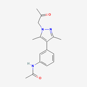 molecular formula C16H19N3O2 B3803634 N-{3-[3,5-dimethyl-1-(2-oxopropyl)-1H-pyrazol-4-yl]phenyl}acetamide 