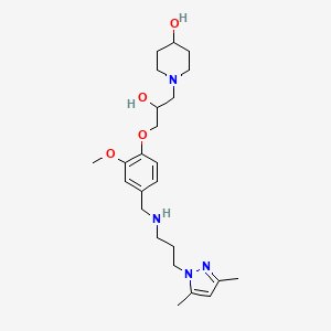 molecular formula C24H38N4O4 B3803636 1-{3-[4-({[3-(3,5-dimethyl-1H-pyrazol-1-yl)propyl]amino}methyl)-2-methoxyphenoxy]-2-hydroxypropyl}-4-piperidinol 