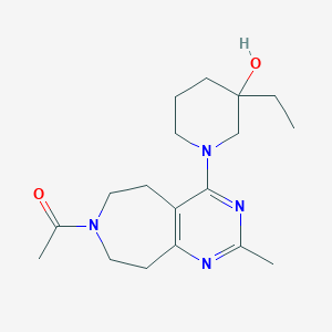 molecular formula C18H28N4O2 B3803644 1-(7-acetyl-2-methyl-6,7,8,9-tetrahydro-5H-pyrimido[4,5-d]azepin-4-yl)-3-ethylpiperidin-3-ol 